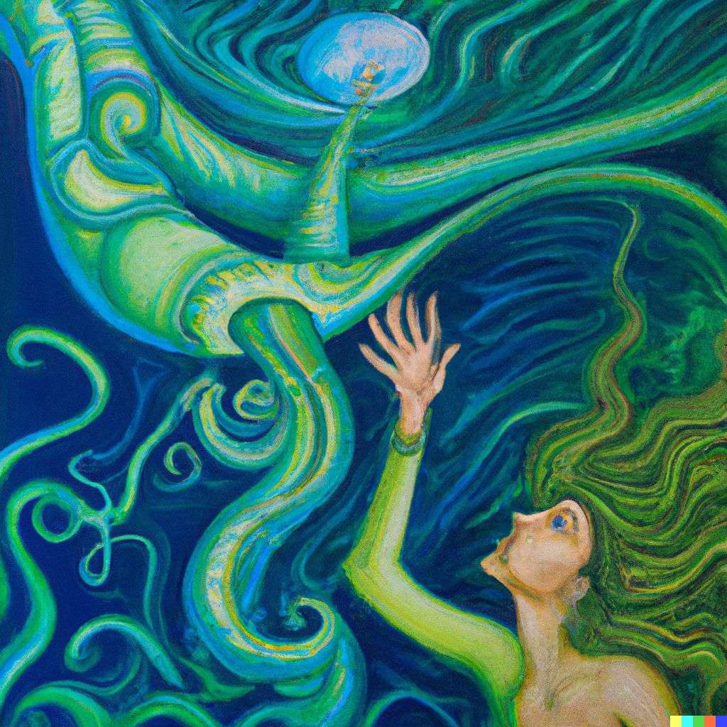 the discovery of gravity, painting by Amanda Sage